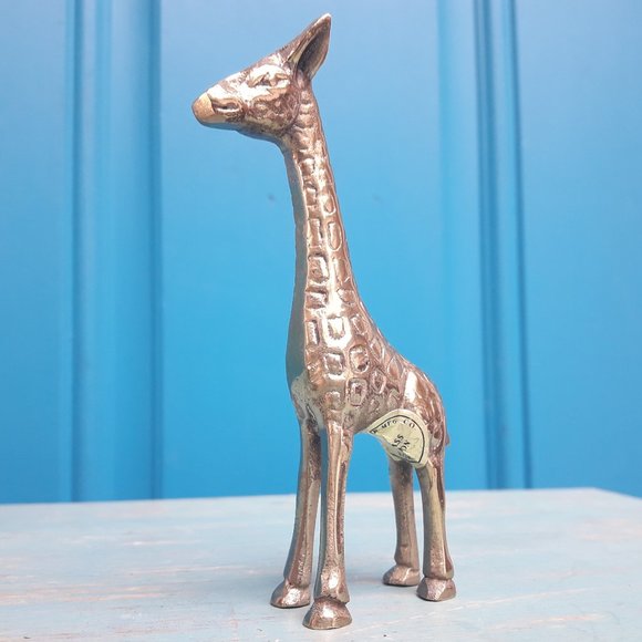 Giraffe Vintage Brass Animal Figurine Mid Century Modern Gold Metal - Picture 2 of 14